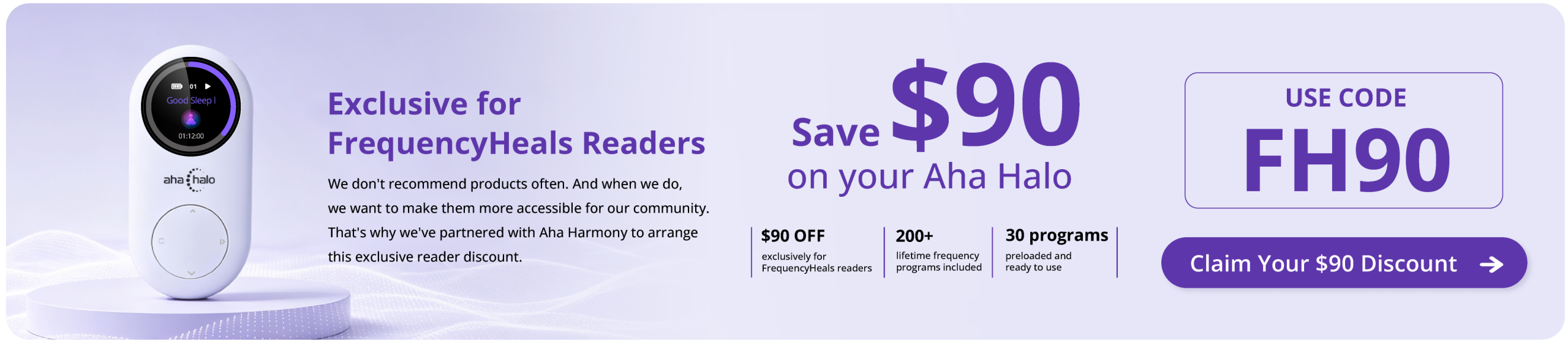 Claim your $90 Discount on Aha Halo-1